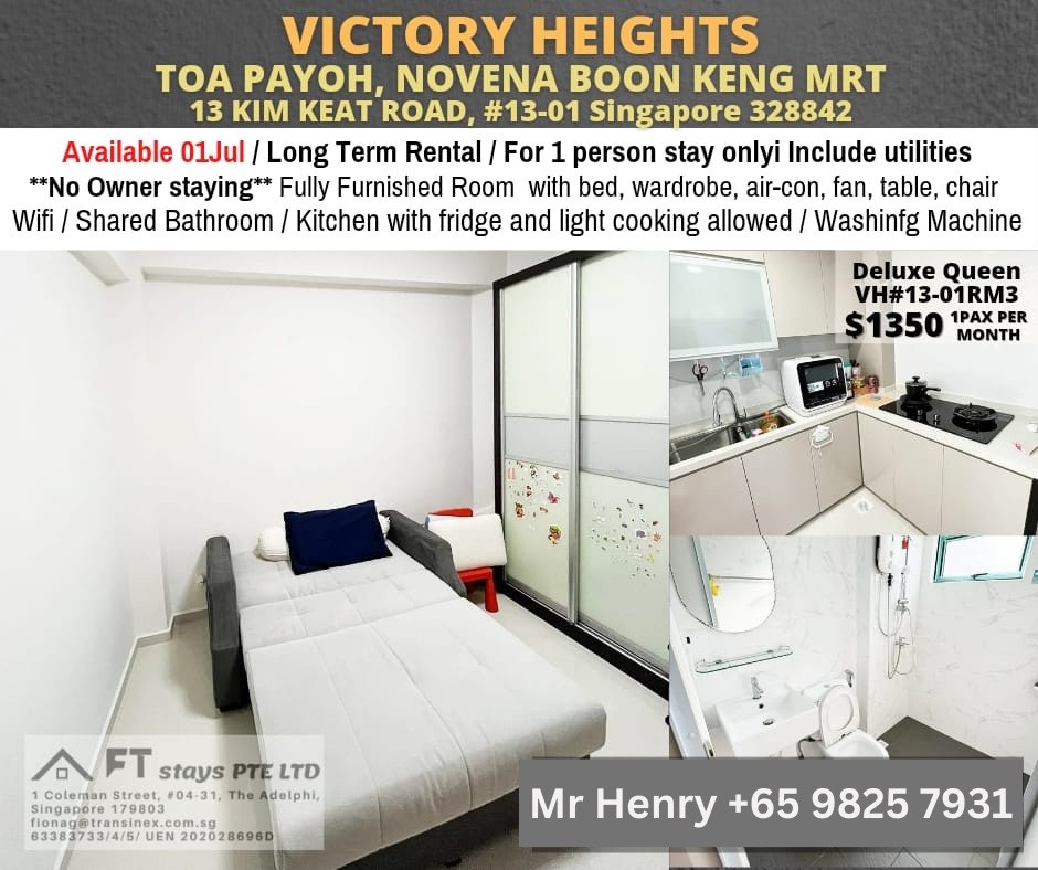 Available 01 July - Common Room/FOR 1 PERSON STAY ONLY/Wifi/Air-con/No owner staying/No Agent Fee/Cooking allowed/Novena MRT  / Toa Payoh MRT / Boon Keng / Thomson MRT  - Toa Payoh 大巴窯 - 分租房間 - Homates 新加坡