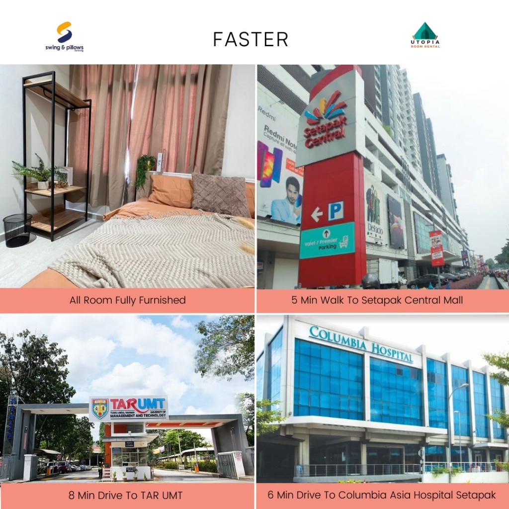 Explore a deposit-free, fully furnished room just a 5-minute walk from Setapak Central Mall! 🛏🚶‍♂️🛒 No hassle, just pure convenience! - Wilayah Persekutuan Kuala Lumpur - 住宅 (整间出租) - Homates 马来西亚