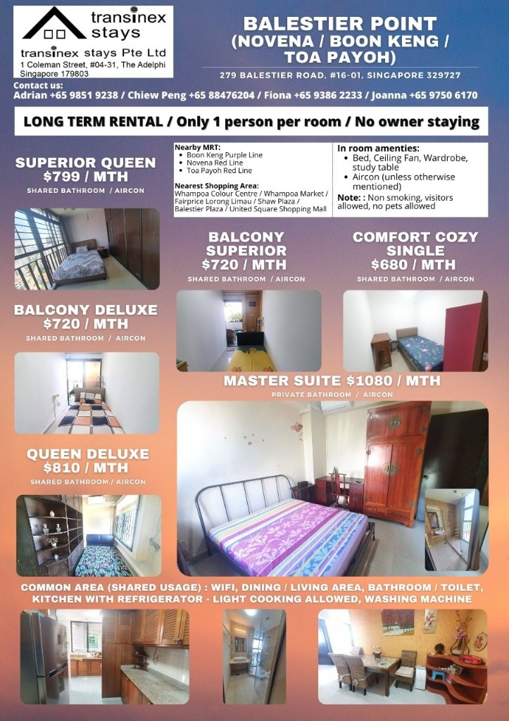 Balestier Road -Balcony Single Deluxe Room- Balestier Point - Boon Keng - Bedroom - Homates Singapore