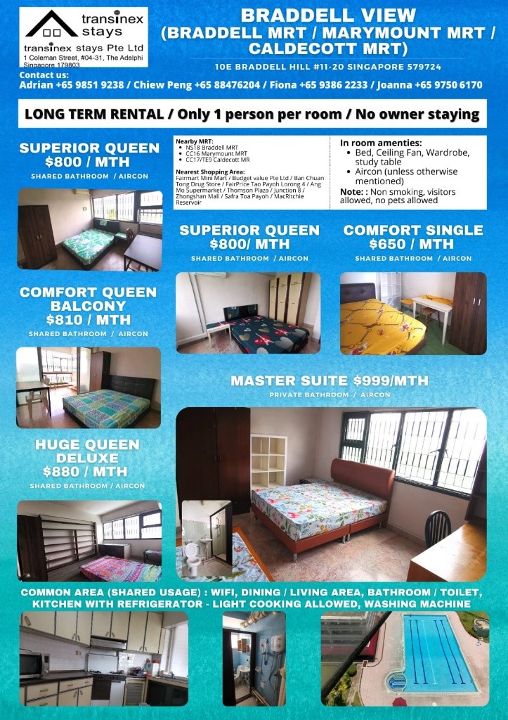 Braddell MRT - Pool/ Tennis/ Gym Condo -10E Braddell View - Braddell - Bedroom - Homates Singapore