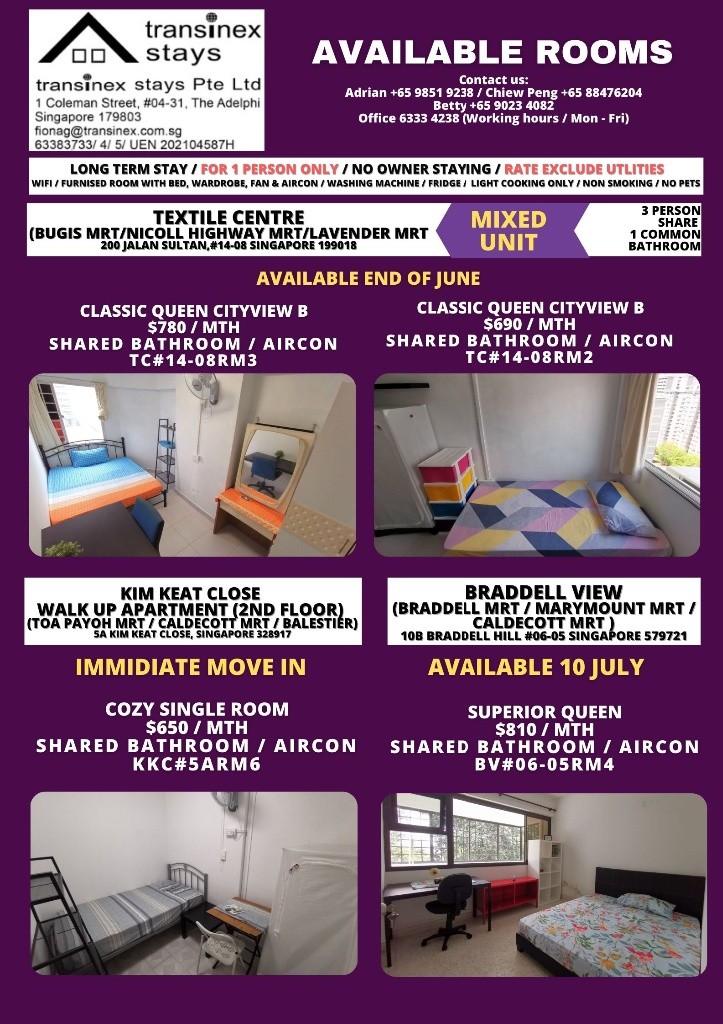 Braddell MRT - Monville Mansions - Braddell - Bedroom - Homates Singapore