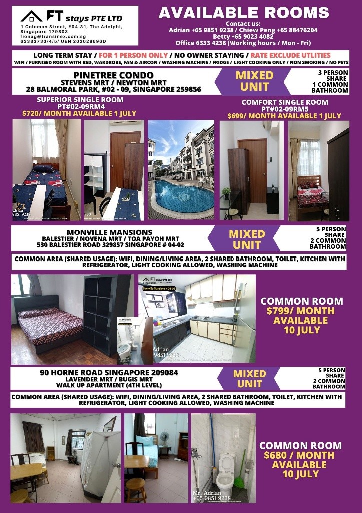 Braddell MRT - Monville Mansions - Braddell - Bedroom - Homates Singapore