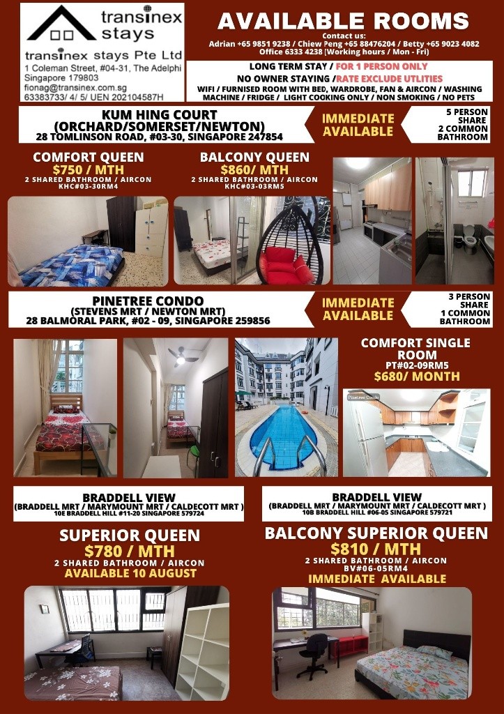 Braddell MRT - Pool/ Tennis/ Gym Condo -10E Braddell View - Braddell 布莱徳 - 分租房间 - Homates 新加坡