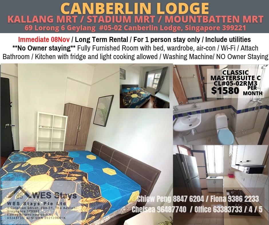 Near city centre, with private bathroom.  Master Room/Strictly Single Occupancy/no Owner Staying/No Agent Fee/Cooking allowed/ Kallang MRT / Stadium MRT / Mountbatten MRT / Available 8 November - Geyl - Homates Singapore