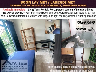 Available Immediate - Common Room/FOR 1 PERSON STAY ONLY/Wifi/No owner staying/No Agent Fee/Cooking allowed/Near Boon Lay MRT, Lakeside MRT - 10 Boon Lay Drive #04-32 Summerdale, Singapore 649929