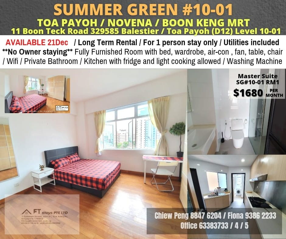 Master Room/FOR 1 PERSON STAY ONLY/Wifi/No owner staying/No Agent Fee