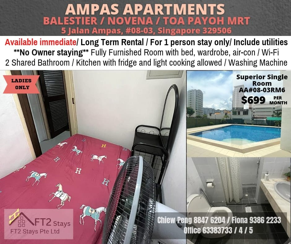 Available Immediate - Common  Room/1 Person Stay Only/No Owner Staying/Fully Furnished with Bed/Wardrobe/WIFI/Air-con/2 Shared Bathrooms/allowed Cooking/ Toa Payoh MRT and Novena MRT         - Toa Pay - Homates Singapore