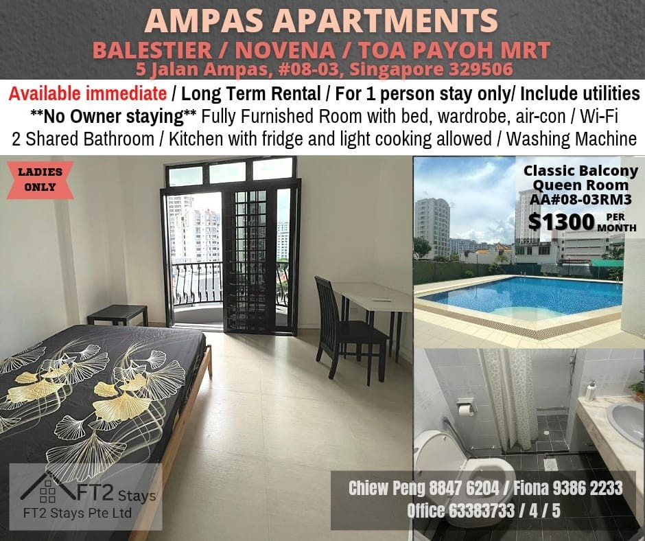 Balestier / Near Toa Payoh, Novena mrt  Available Immediate - Common  Room/1 Person Stay Only/No Owner Staying/Fully Furnished with Bed/Wardrobe/WIFI/Air-con/2 Shared Bathrooms/allowed Cooking/ Toa Pa - Homates Singapore