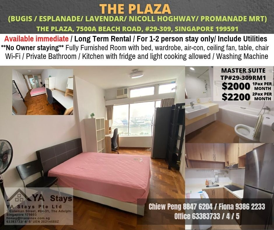 Master Room/For 1 or 2 person/no Owner Staying/No Agent Fee/Cooking