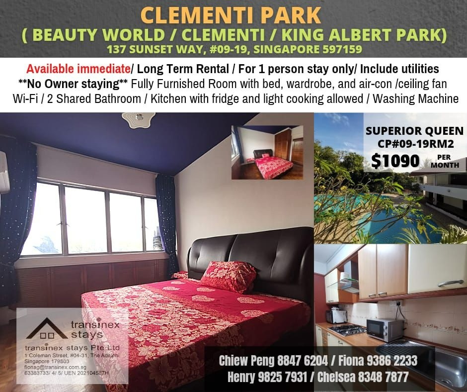 Available immediate -Common  Room/Strictly Single Occupancy/Wifi/Aircon/no Owner Staying/No Agent Fee/Cooking allowed /Beauty World/King Albert Park/ Clementi Park/ Clementi MRT - Clementi - Bedroom - Homates Singapore