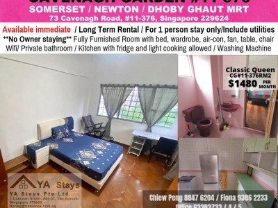 Somerset MRT/Newton MRT/Dhoby Ghaut MRT- Master Bedroom - Immediate Available - 73 Cavenagh Road, #11-376, Singapore 229624 