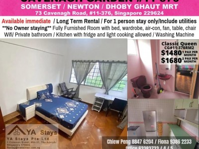 Master bedroom/Near Somerset MRT/Newton MRT/Dhoby Ghaut MRT/Immediate Available - 73 Cavenagh Road, #11-376, Singapore 229624