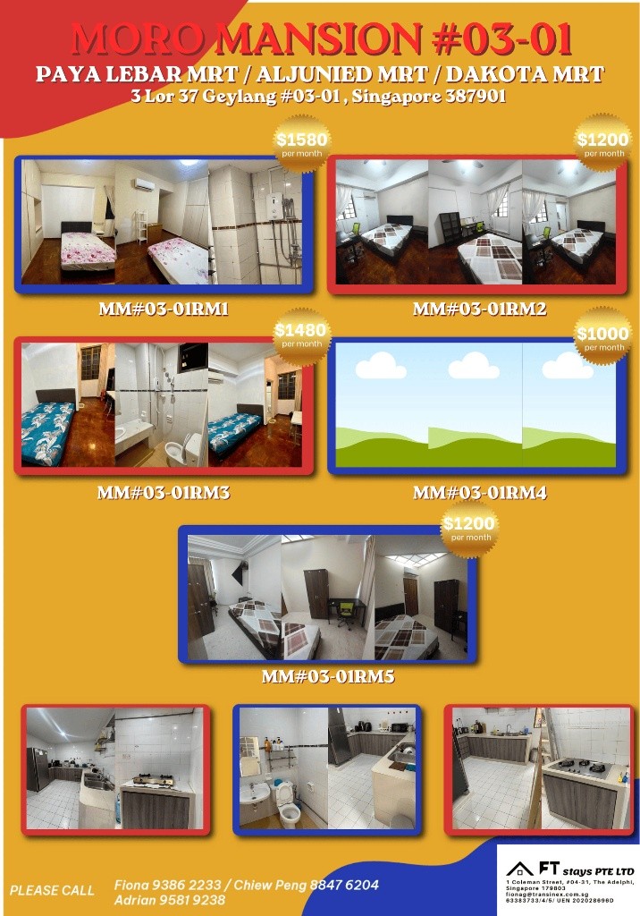 Room for Rent / Paya Lebar – Aljunied – Dakota MRT / Master Room / Available Immediate/ Moro Mansion - Paya Lebar 巴耶利嗒 - 整個住家 - Homates 新加坡