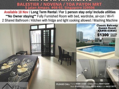 Near Toa Payoh, Novena mrt/ Available 18 Nov - Common Room/1 Person/Ampas Apartments - 5 Jalan Ampas, #08-03, Singapore 329506
