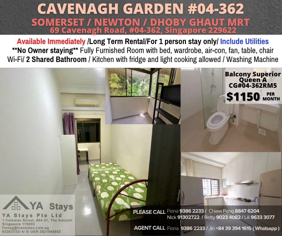 Room For Rent - CAVENAGH GARDEN (Orchard / River Valley)/ Near Somerset MRT/Newton MRT/Dhoby Ghaut MRT/ Common Room/ 1 Pax/ Fully Furnished/ No Owner Staying - Orchard 烏節路 - 整個住家 - Homates 新加坡
