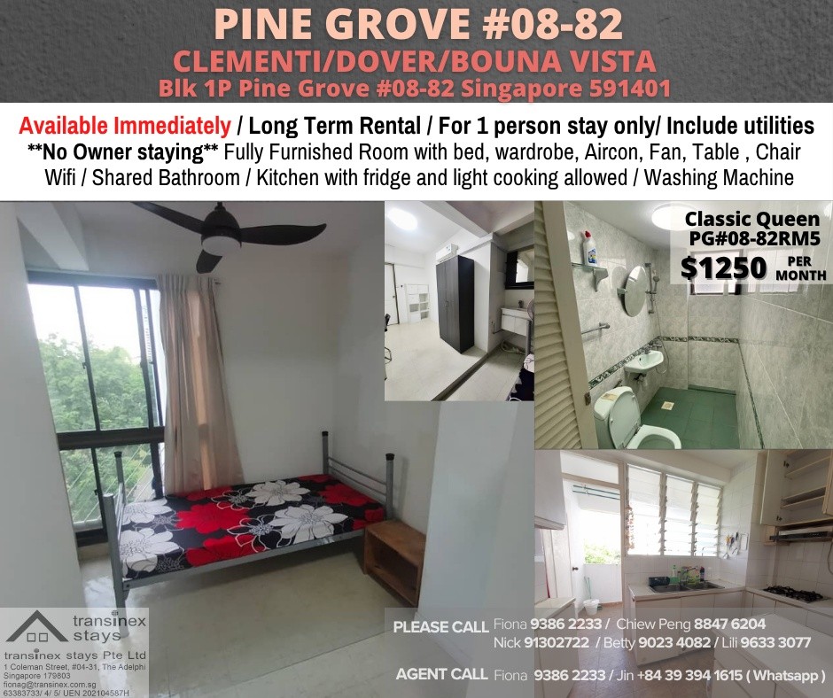 Near Clementi MRT/Dover MRT/ 1P Pine Grove/ Available﻿ Immediately - Bukit Timah 武吉知馬 - 整個住家 - Homates 新加坡