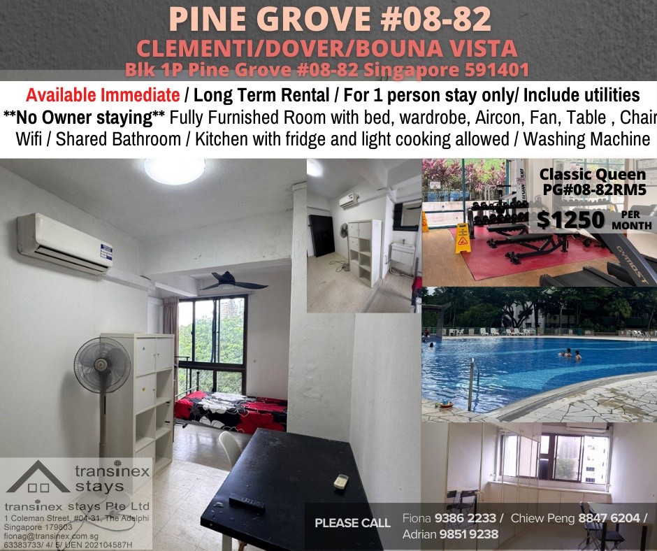 Near Clementi, Dover MRT/ 1P Pine Grove/ Available﻿ Immediately - Bukit Timah 武吉知馬 - 整个住家 - Homates 新加坡