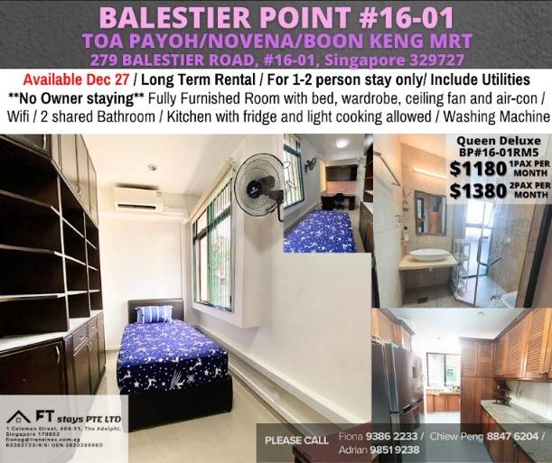 Newton MRT/Novena MRT/Little India MRT/For 1-2pax/Include utilities/No owner stay/Available Dec 27 - Toa Payoh - Bedroom - Homates Singapore