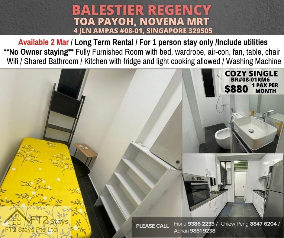 Room for rent / Newton,Novena, Little India MRT / Common room / 1 pax stay / Available﻿ 2 Feb - Novena 諾維娜 - 分租房間 - Homates 新加坡