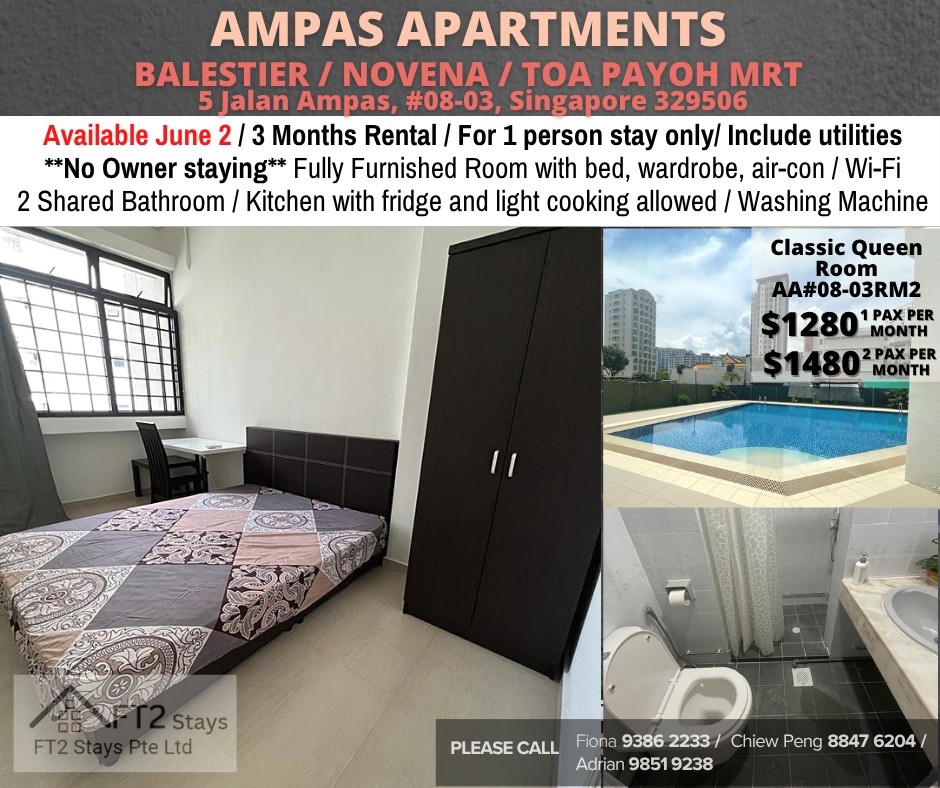 Available﻿ June 2 - Common Room/Include Utilities/Wifi/Aircon/No Agent Fee/Light Cooking Allowed/Washing Machine - Toa Payoh 大巴窑 - 分租房间 - Homates 新加坡