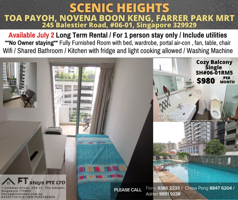 Room for rent / Balestier, Toa Payoh. / Common room / 1pax stay / Available July 2 - Novena 諾維娜 - 分租房間 - Homates 新加坡
