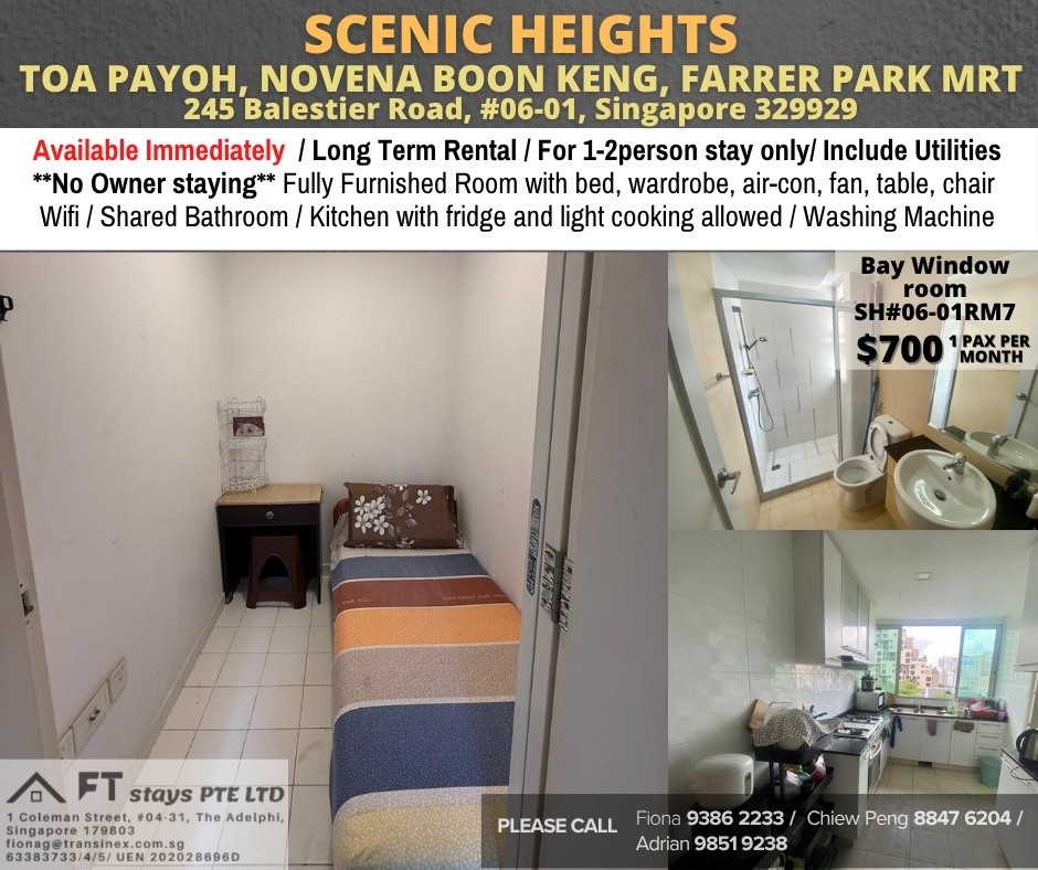 Room for Rent/Scenic Heights, Balestier/ For 1 pax/ Available Immediately - Toa Payoh 大巴窯 - 整個住家 - Homates 新加坡